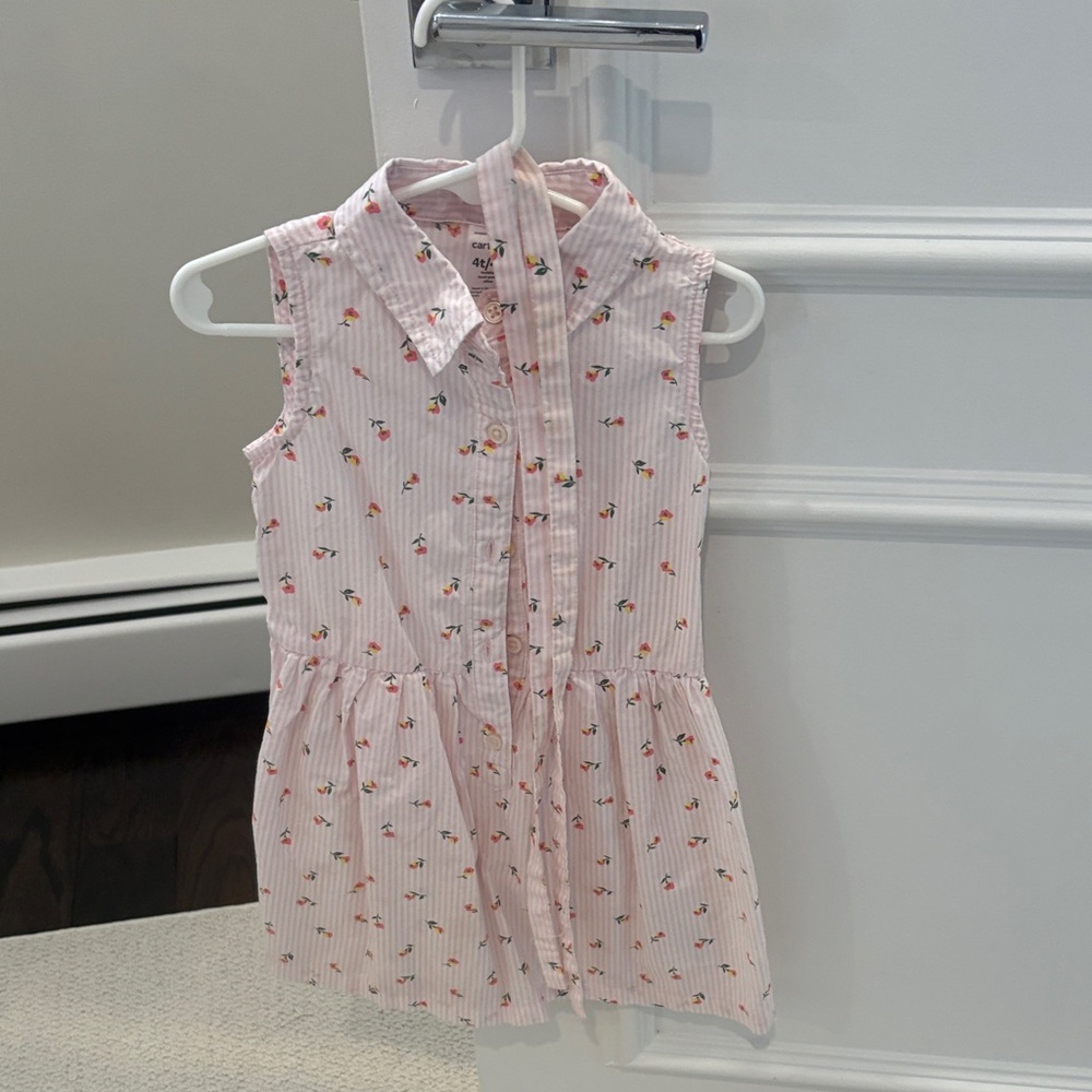 Carter's Pink Striped Toddler Shirt with Floral Accents